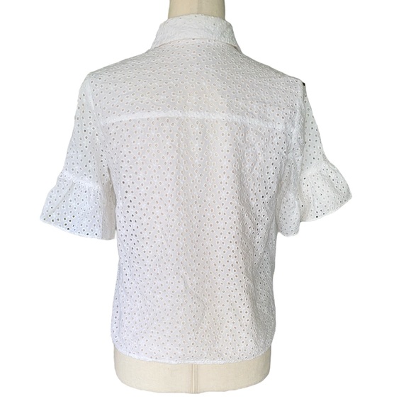 Madewell White Eyelet Lace Bell Sleeve Top Blouse - XS - Picture 7 of 14